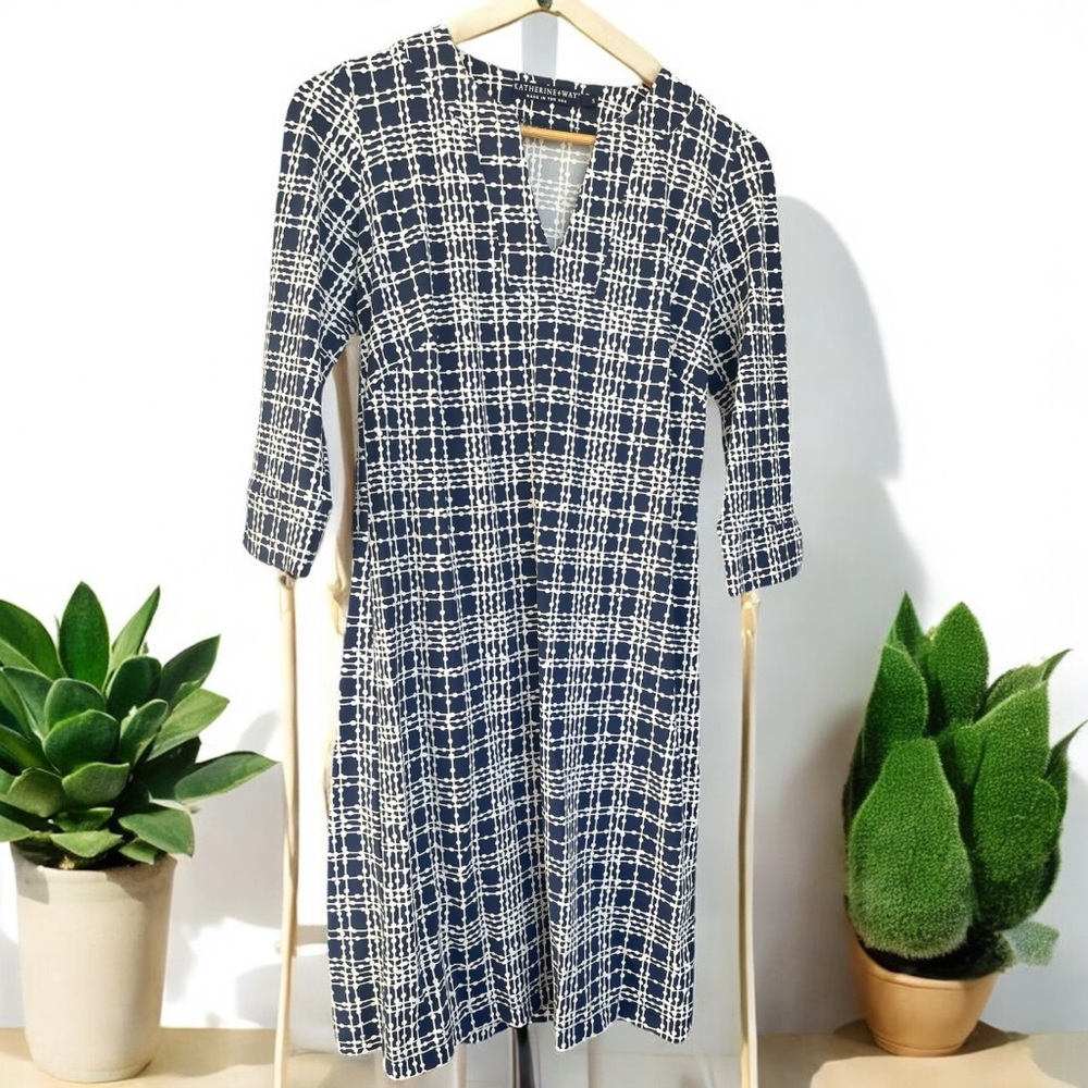 Katherine Way Navy and White Plaid Dress